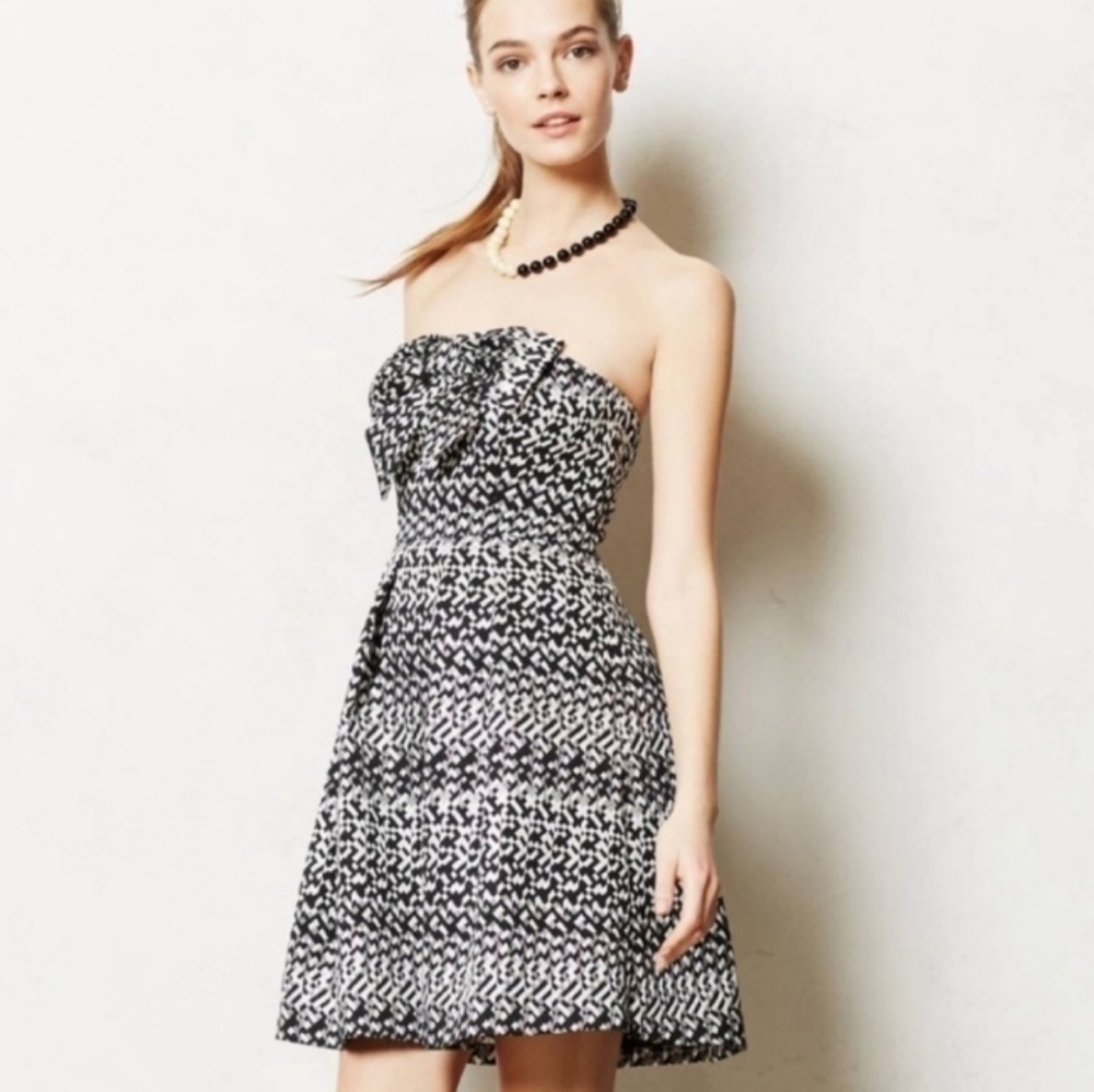 Eva Franco Anthro Fifi Vera Formal Fit&Flare Strapless Short Dress Silverado Sz6